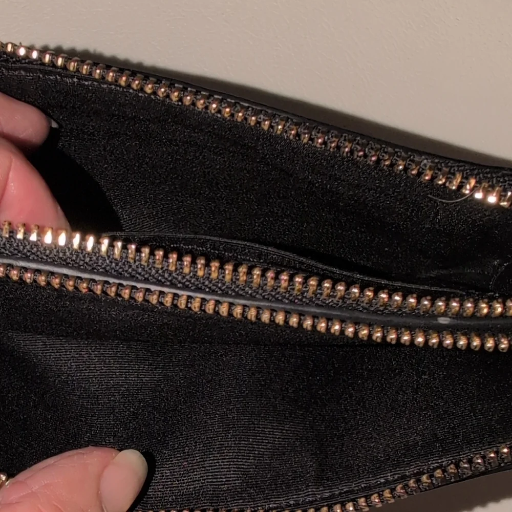 Coach Black Pebbled Leather Double Zip Wristlet